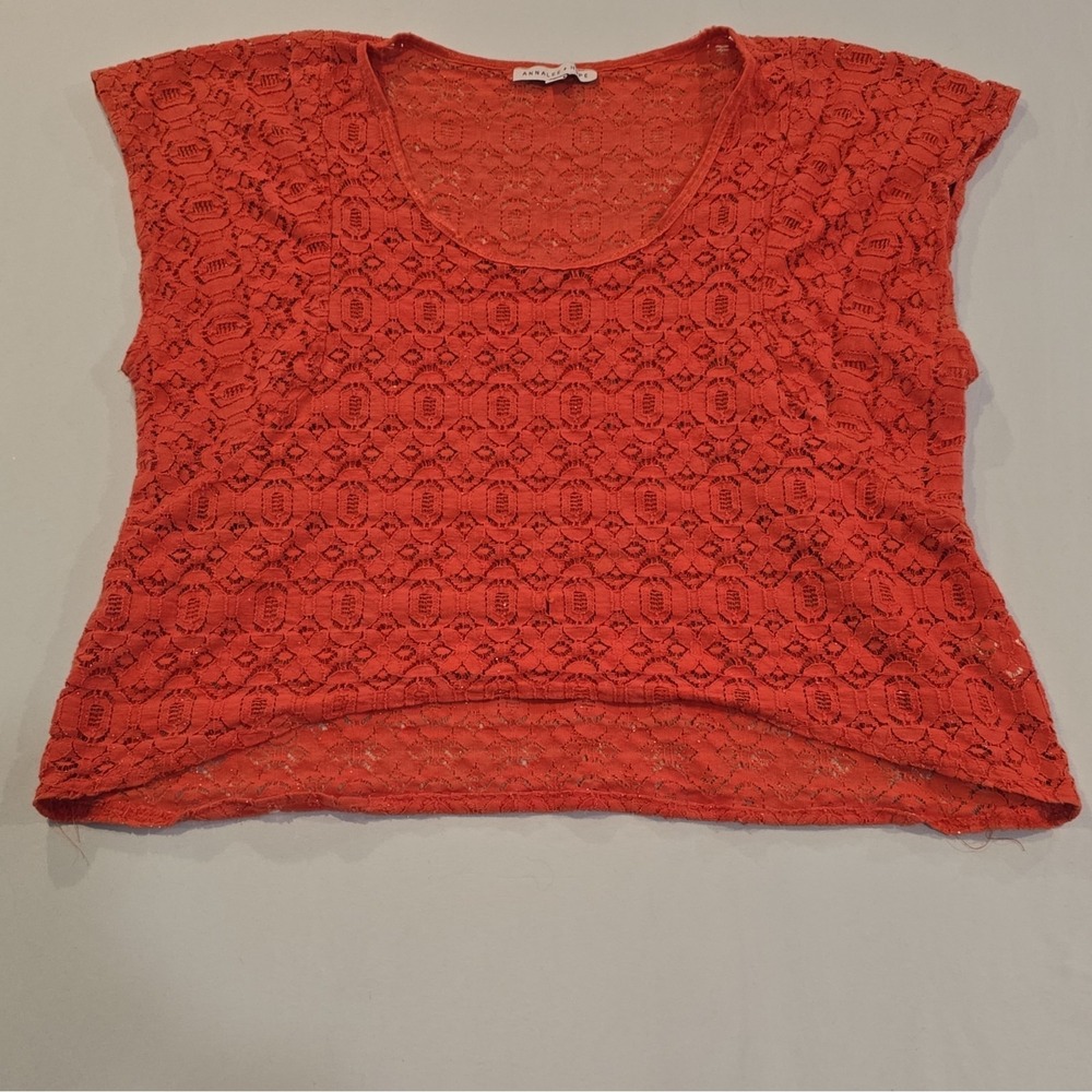 Annalee + Hope Women's L Orange Lace Sleeveless Scoop Neck Lightweight Top